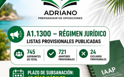 PUBLICADO EL LISTADO DE ADMITIDOS Y EXCLUIDOS CUERPO A1.1300 (OEP 2023, 2024 Y 2025)