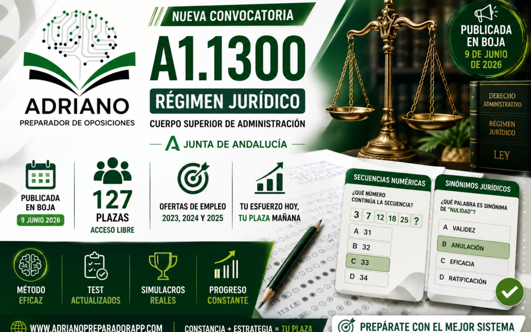 ¡YA ESTÁ AQUÍ! CONVOCATORIA DEL CUERPO SUPERIOR DE ADMINISTRACIÓN, ESPECIALIDAD RÉGIMEN JURÍDICO (A1.1300)