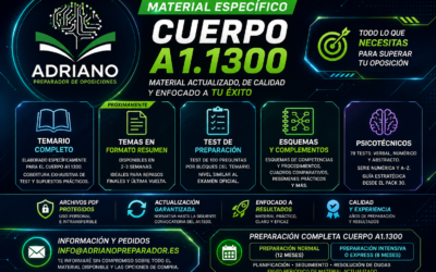 ADQUIERE TU MATERIAL ESPECÍFICO PARA EL EXAMEN DEL A1.1300: TEMAS, ESQUEMAS, TEST, TEST PSICOTÉCNICOS, TEMAS RESUMEN