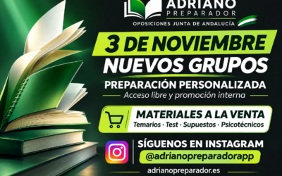 PRÓXIMO EXAMEN A1.1100 / A1.1200, NUEVOS GRUPOS 3 DE NOVIEMBRE DE PREPARACIÓN PERSONALIZADA Y MATERIALES PARA OPOSICIONES A LA JUNTA DE ANDALUCÍA